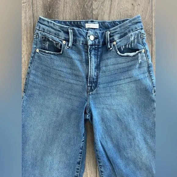 Good American High Waisted Denim Flare Wide Leg Jeans 4/27 - Picture 3 of 9